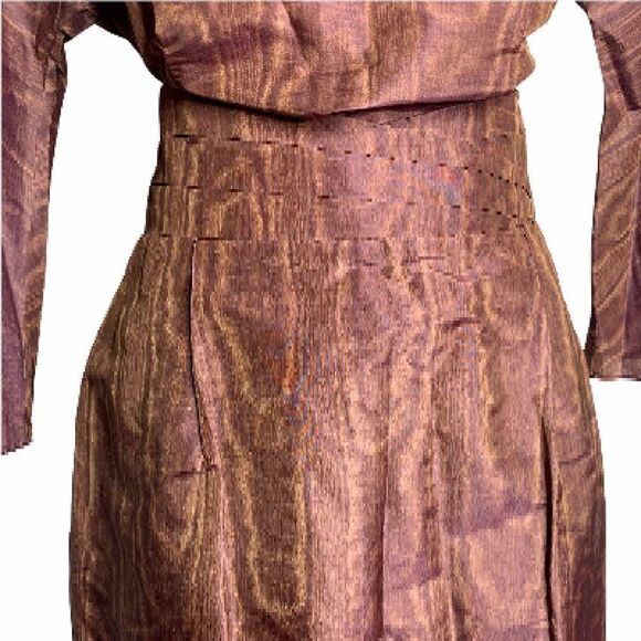 Bill Blass Moire Silk Taffeta Skirt Set S Rouge - Picture 4 of 10